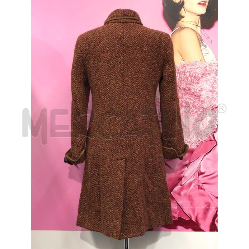 CAPPOTTO DONNA MAX MARA MARRONE MELANGE PROFILI PELLE  | Mercatino dell'Usato Roma somalia 4