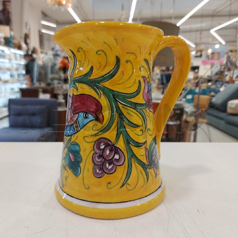 CARAFFA CERAMICA GIALLA UCCELLINO COLORATO | Mercatino dell'Usato Roma somalia 1