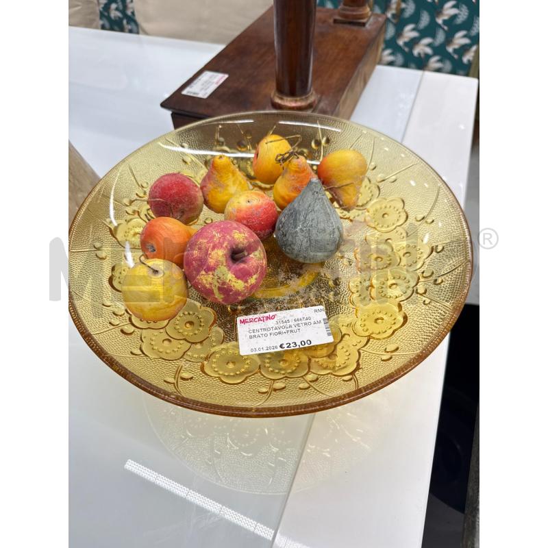 CENTROTAVOLA VETRO AMBRATO FIORI+FRUTTA | Mercatino dell'Usato Roma somalia 1