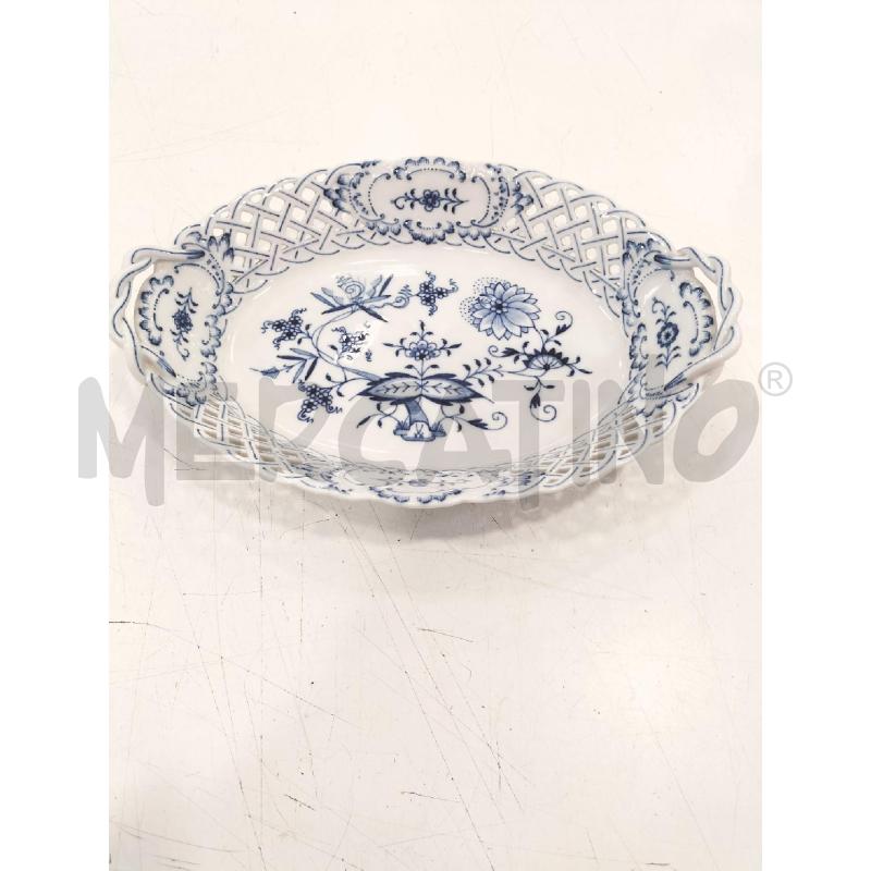CESTINO MEISSEN BORDO TRAFORATO OVALE DECORI BLU | Mercatino dell'Usato Roma somalia 1