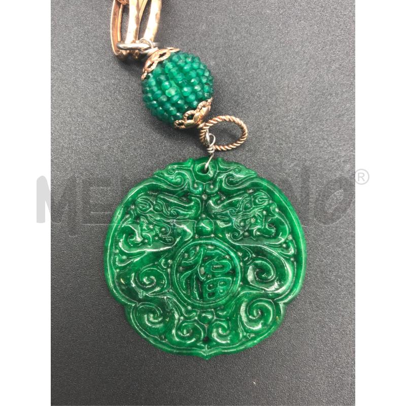 COLLANA LAURA BELLINI CIONDOLO VERDE  | Mercatino dell'Usato Roma somalia 2