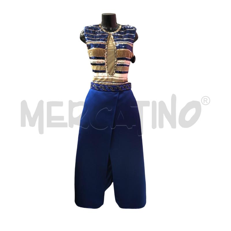 COMPLETO DONNA ELISABETTA FRANCHI BLU TOP PAILLETTES + GON LUCIDA  | Mercatino dell'Usato Roma somalia 1