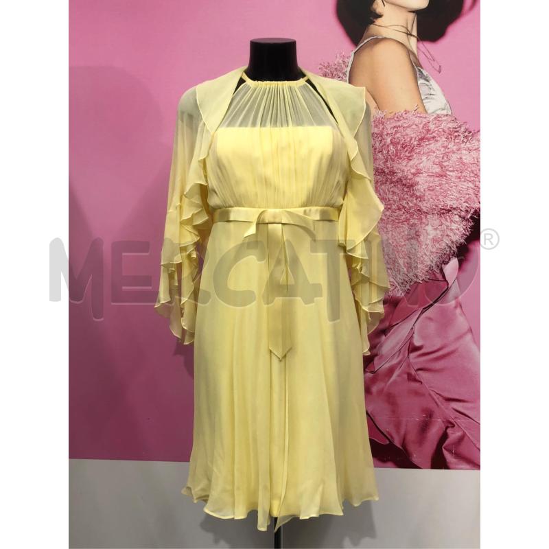 COMPLETO DONNA LUISA SPAGNOLI GIALLO SETA ROUCHES VESTITO + SPOLV | Mercatino dell'Usato Roma somalia 1