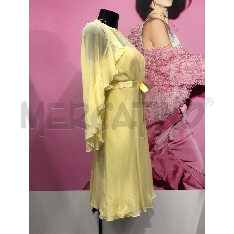 COMPLETO DONNA LUISA SPAGNOLI GIALLO SETA ROUCHES VESTITO + SPOLV | Mercatino dell'Usato Roma somalia 3