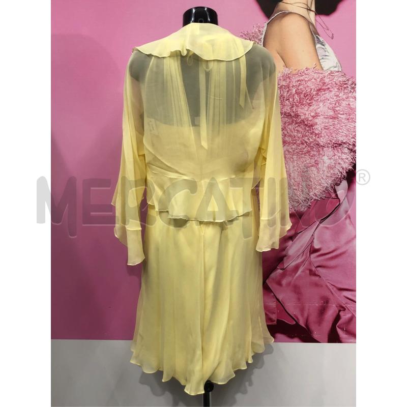 COMPLETO DONNA LUISA SPAGNOLI GIALLO SETA ROUCHES VESTITO + SPOLV | Mercatino dell'Usato Roma somalia 4