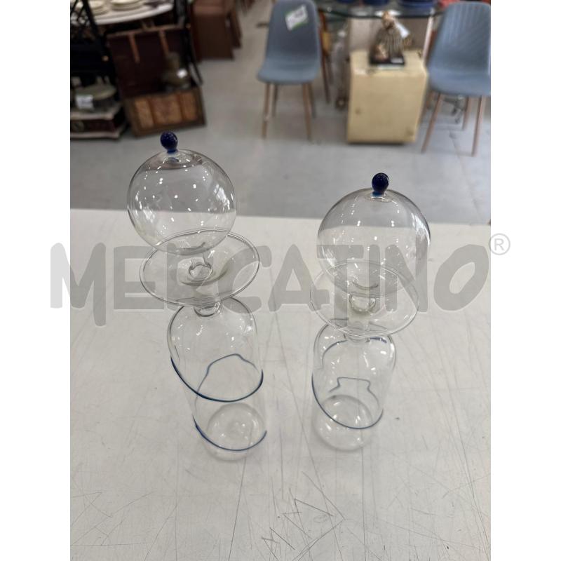 COPPIA BOTTIGLIE VETRO MURANO STRISCIA BLU | Mercatino dell'Usato Roma somalia 2