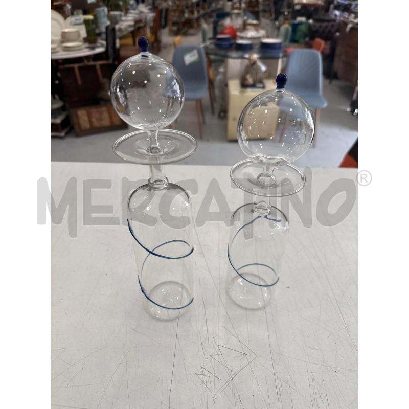 COPPIA BOTTIGLIE VETRO MURANO STRISCIA BLU | Mercatino dell'Usato Roma somalia 3