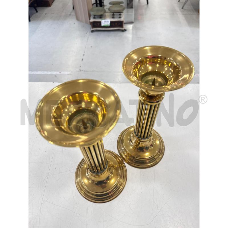 COPPIA PORTA CANDELA COLONNA DORATA CROMO  | Mercatino dell'Usato Roma somalia 2