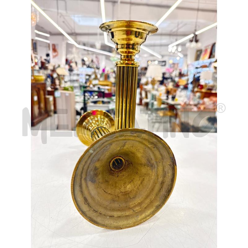 COPPIA PORTA CANDELA COLONNA DORATA CROMO  | Mercatino dell'Usato Roma somalia 3