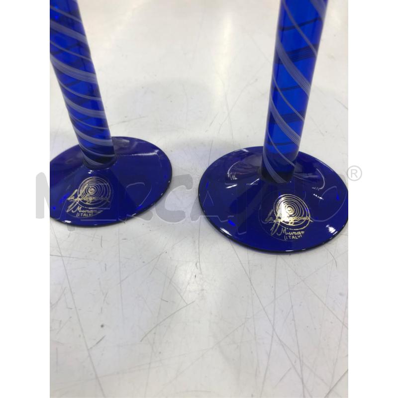 COPPIA PORTA CANDELE MURANO BLU/BIANCHI  | Mercatino dell'Usato Roma somalia 2