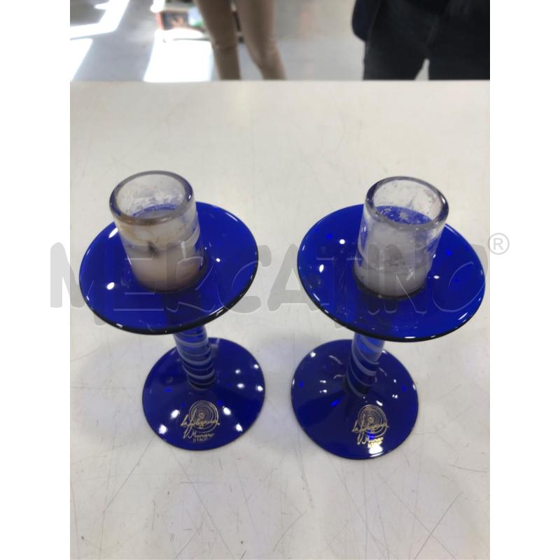 COPPIA PORTA CANDELE MURANO BLU/BIANCHI  | Mercatino dell'Usato Roma somalia 3