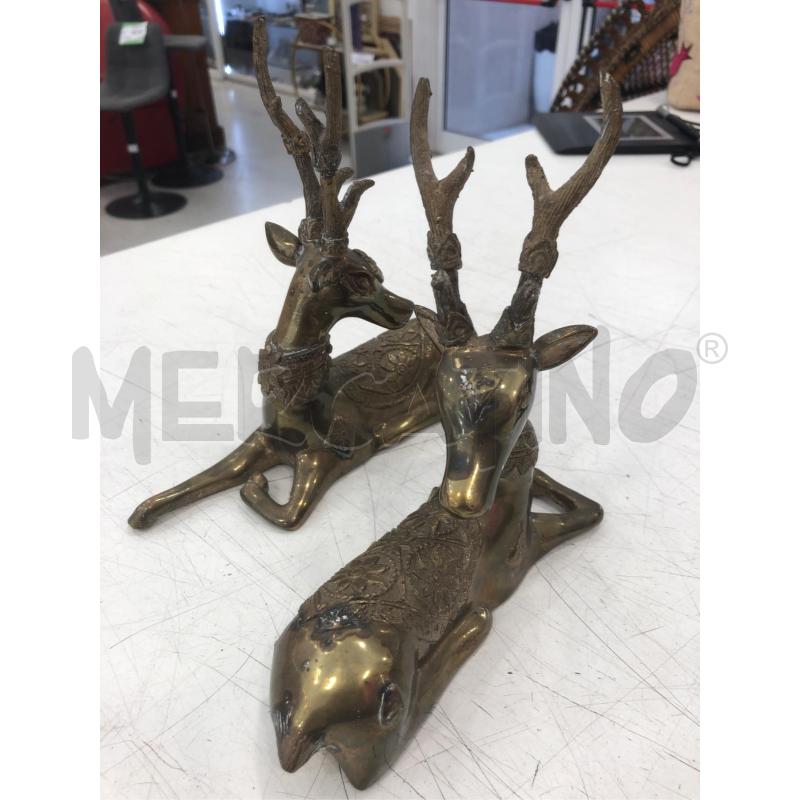 COPPIA SCULTURE CERVI OTTONE | Mercatino dell'Usato Roma somalia 3