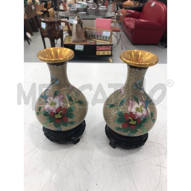 COPPIA VASI CLOISONNE BEIGE FIO ROSA | Mercatino dell'Usato Roma somalia 1