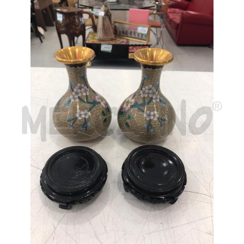 COPPIA VASI CLOISONNE BEIGE FIO ROSA | Mercatino dell'Usato Roma somalia 3
