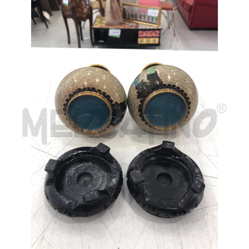COPPIA VASI CLOISONNE BEIGE FIO ROSA | Mercatino dell'Usato Roma somalia 4