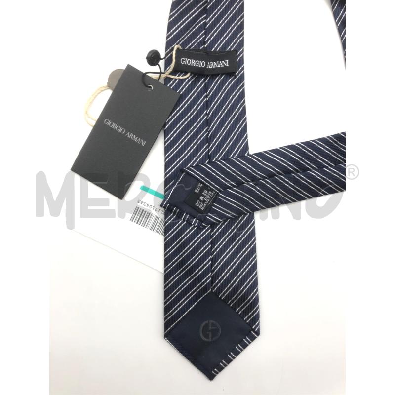 CRAVATTA GIORGIO ARMANI BLU RIGA BIAN OBLIQUA NEW  | Mercatino dell'Usato Roma somalia 3