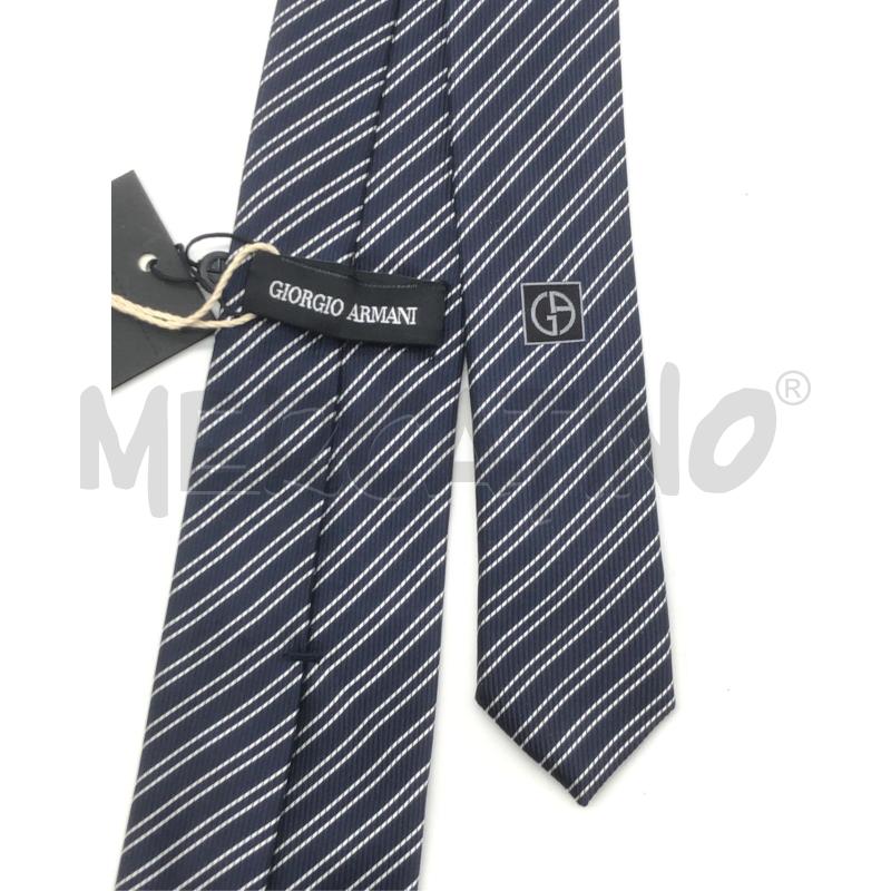 CRAVATTA GIORGIO ARMANI BLU RIGA BIAN OBLIQUA NEW  | Mercatino dell'Usato Roma somalia 4