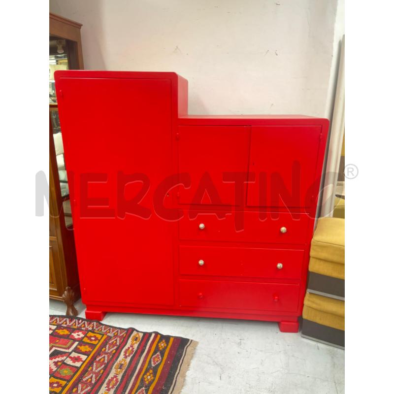 CREDENZA  ARMADIO ROSSO 3 ANTE 3 CASS | Mercatino dell'Usato Roma somalia 1