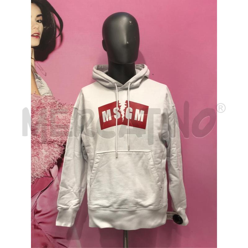 FELPA UOMO MSGM BIANCO LOGO ROSSO | Mercatino dell'Usato Roma somalia 1