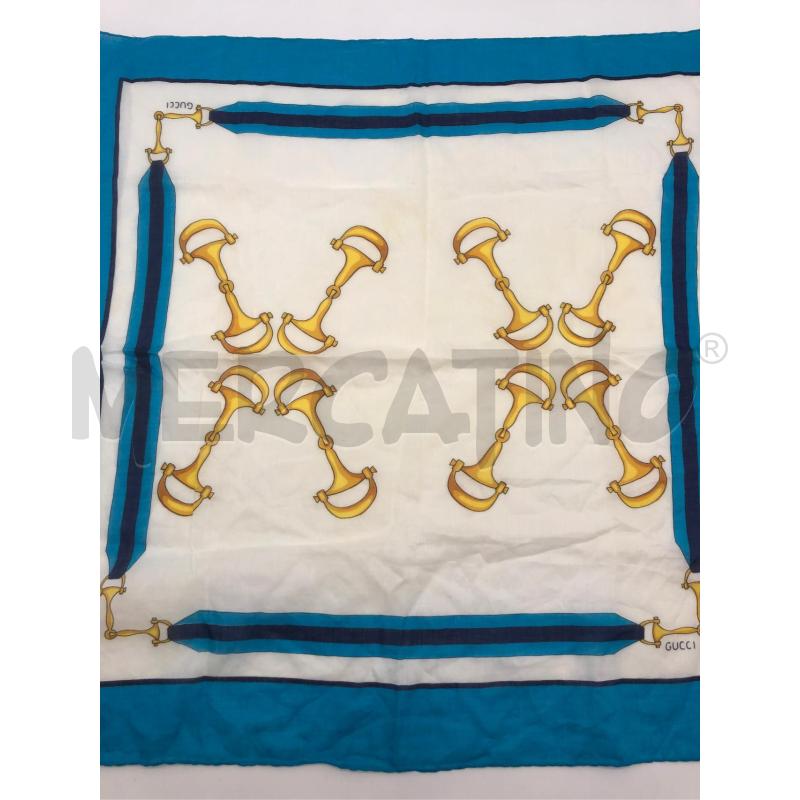 FOULARD GUCCI COTONE BIANCO PROFIL AZZURRO GANCI DORATI  | Mercatino dell'Usato Roma somalia 2