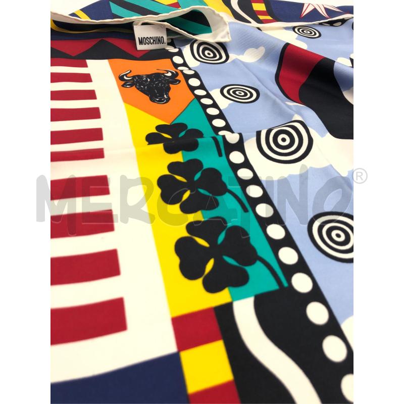 FOULARD MOSCHINO AZZURRO SIMBOLI | Mercatino dell'Usato Roma somalia 3