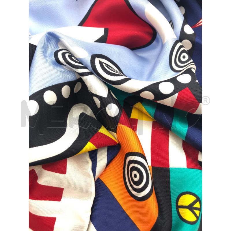 FOULARD MOSCHINO AZZURRO SIMBOLI | Mercatino dell'Usato Roma somalia 4