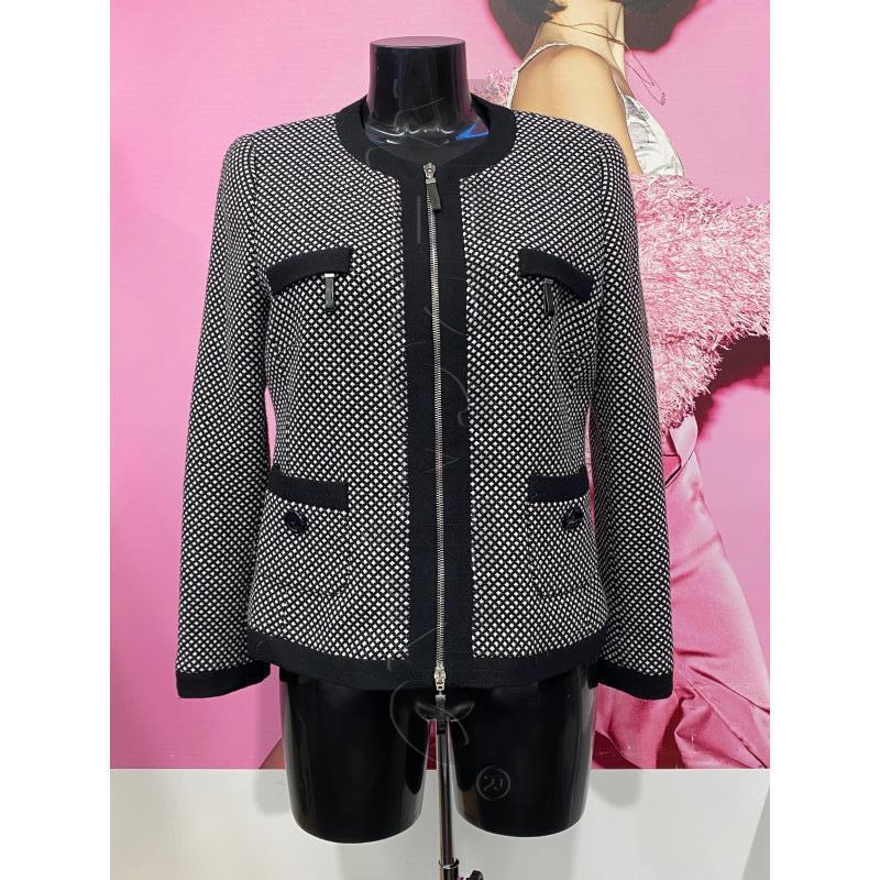 GIACCA DONNA LUISA SPAGNOLI NERA PUNTINI BIANC ZIP  | Mercatino dell'Usato Roma somalia 1