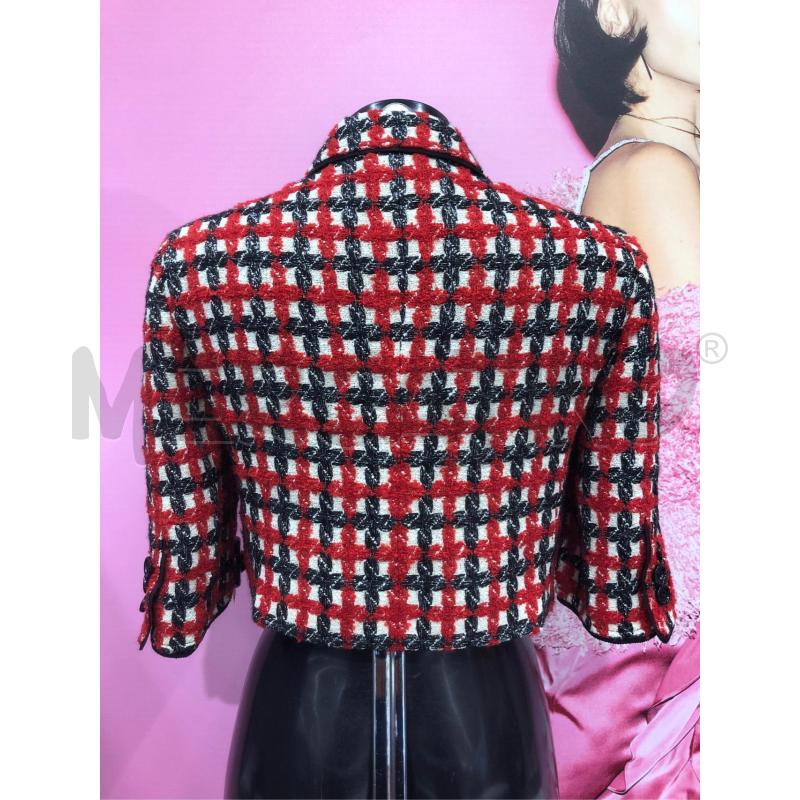 GIACCA DONNA MOSCHINO ROSSA BIANCA NERA QUADRO  | Mercatino dell'Usato Roma somalia 3