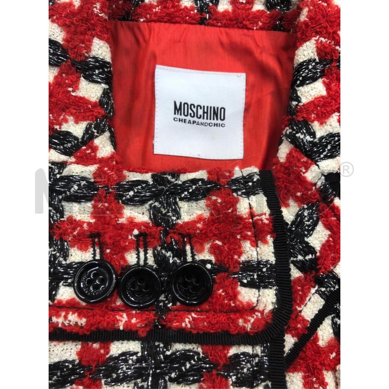 GIACCA DONNA MOSCHINO ROSSA BIANCA NERA QUADRO  | Mercatino dell'Usato Roma somalia 4