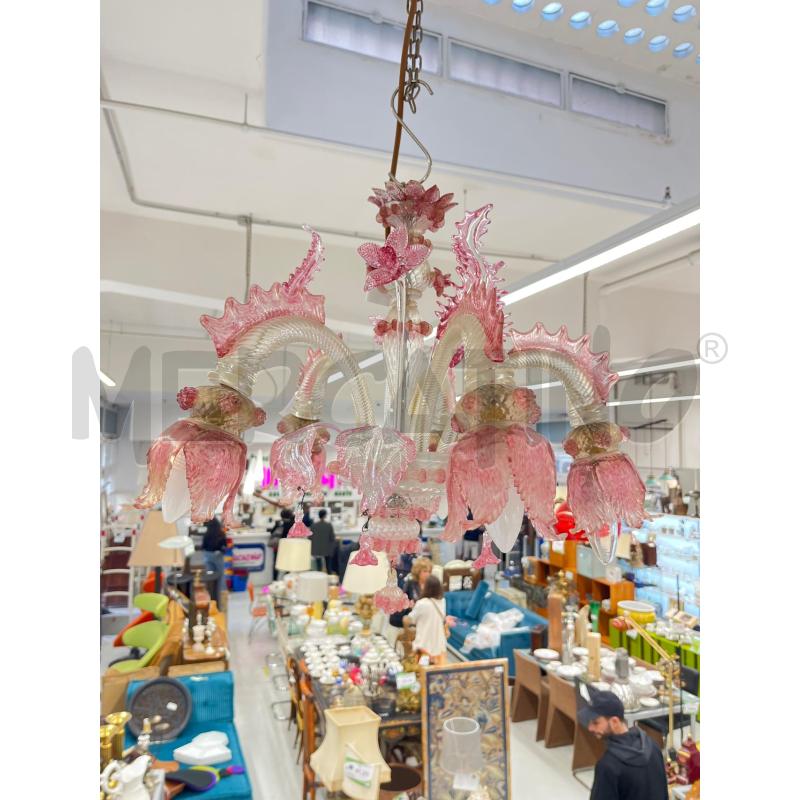 LAMPADARIO MURANO ROSA 5L | Mercatino dell'Usato Roma somalia 1