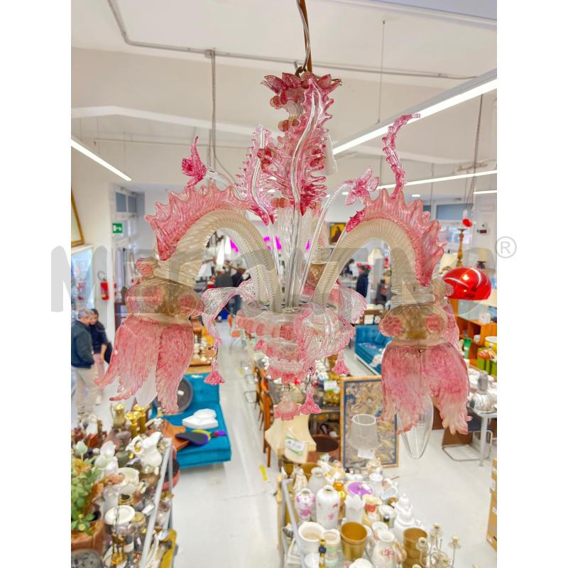 LAMPADARIO MURANO ROSA 5L | Mercatino dell'Usato Roma somalia 2