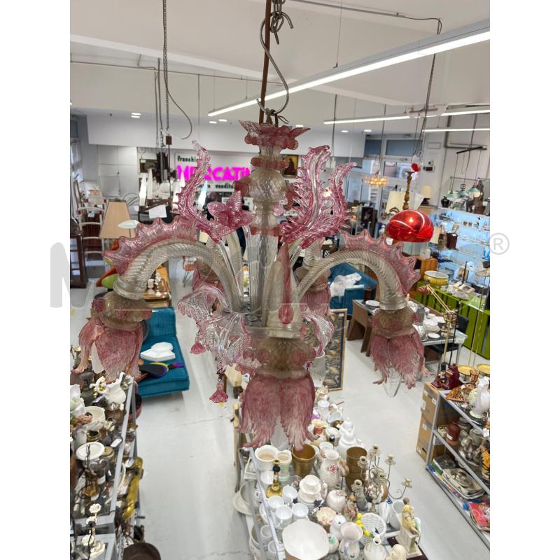 LAMPADARIO MURANO ROSA 5L | Mercatino dell'Usato Roma somalia 3