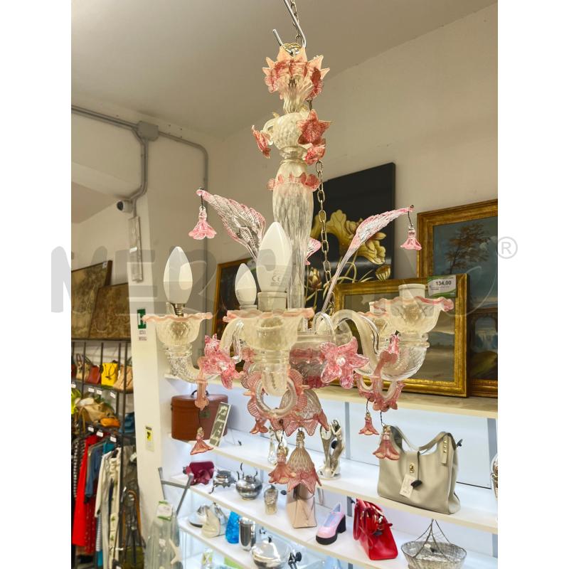 LAMPADARIO MURANO ROSA 5L DA RIV | Mercatino dell'Usato Roma somalia 1