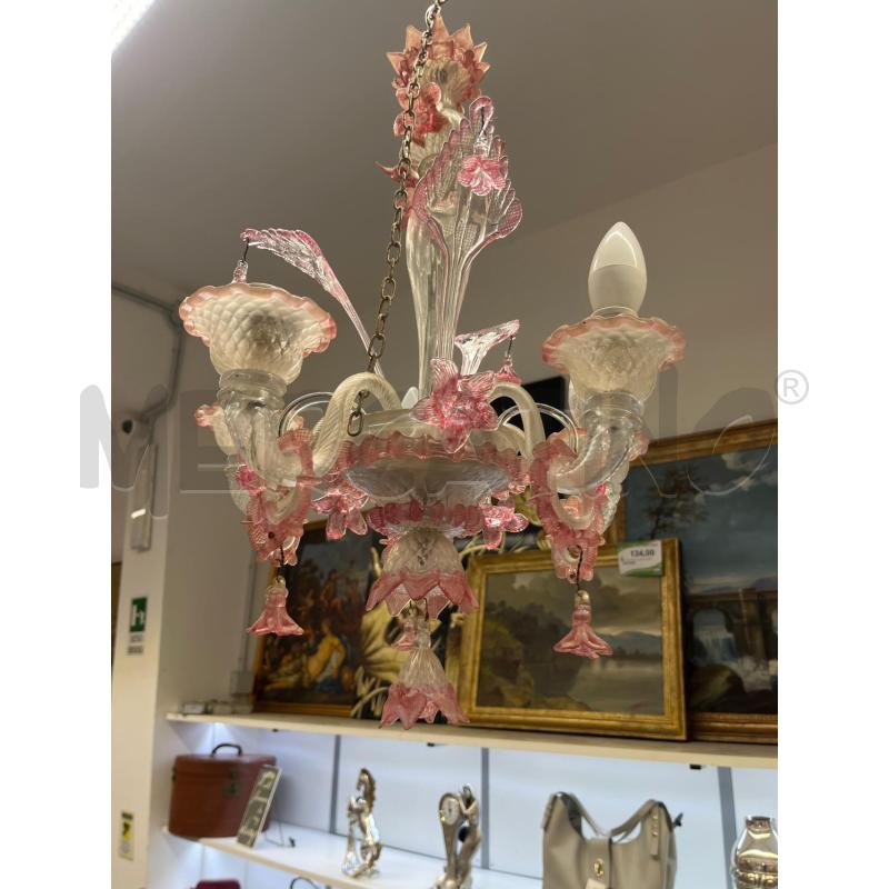 LAMPADARIO MURANO ROSA 5L DA RIV | Mercatino dell'Usato Roma somalia 2