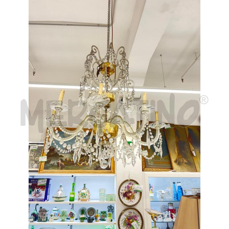 LAMPADARIO VETRO 8 LUCI GRANDE | Mercatino dell'Usato Roma somalia 1