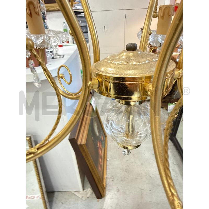 LAMPADARIO  DORATO 5  LUCI VETRI  | Mercatino dell'Usato Roma somalia 2