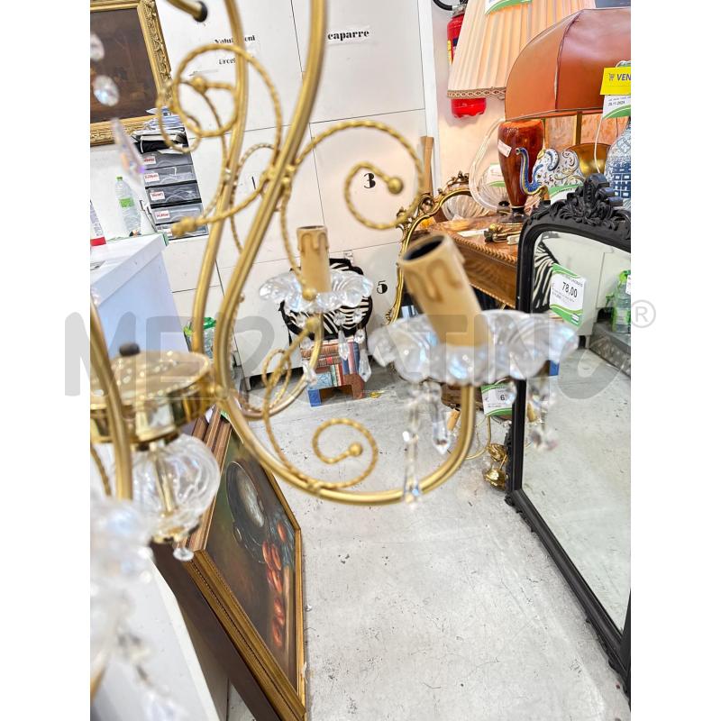 LAMPADARIO  DORATO 5  LUCI VETRI  | Mercatino dell'Usato Roma somalia 3