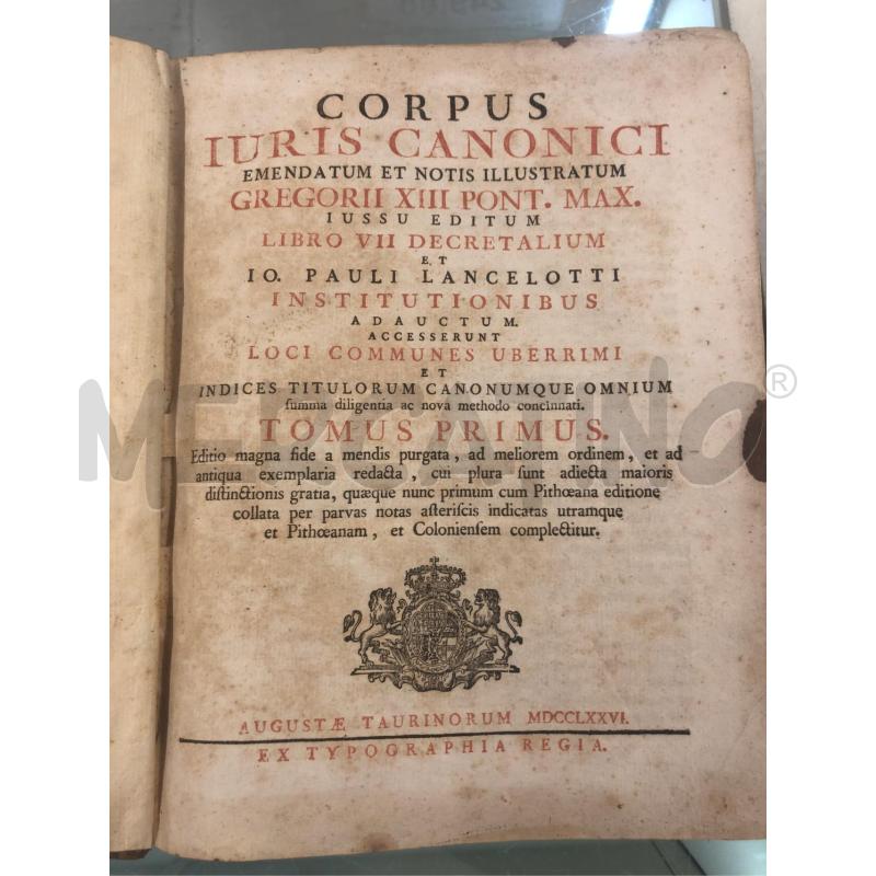 LIBRI CORPUS IURIS CANONICI 1766 2 VOL | Mercatino dell'Usato Roma somalia 2