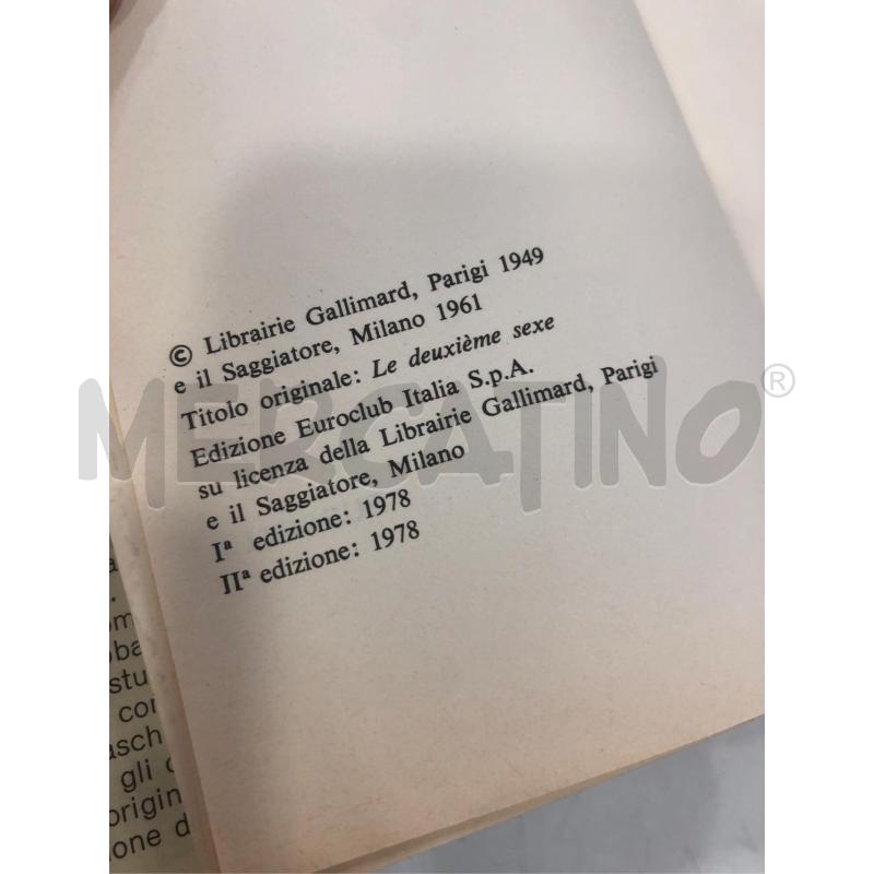 LIBRO BEAUVOIR IL SECONDO SESSO EDIZIONI EUROCLUB | Mercatino dell'Usato Roma somalia 3