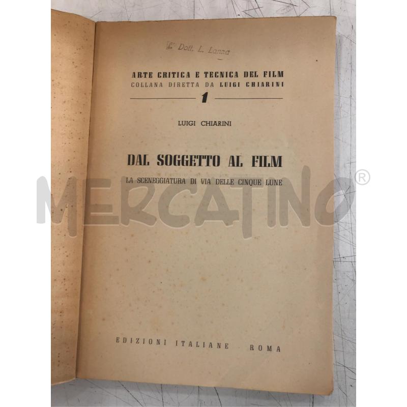 LIBRO DAL SOGGETTO AL FILM LUIGI CHIARINI | Mercatino dell'Usato Roma somalia 2