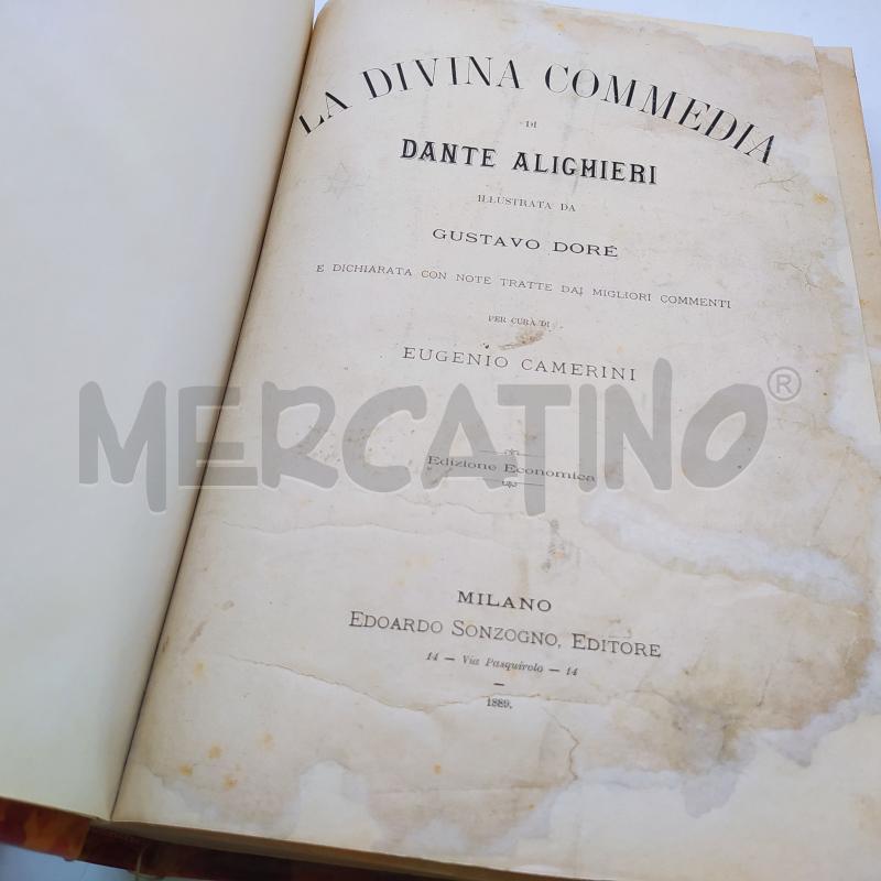 LIBRO DIVINA COMMEDIA SONZOGNO 1889 COPERTINA ROSSA | Mercatino dell'Usato Roma somalia 3