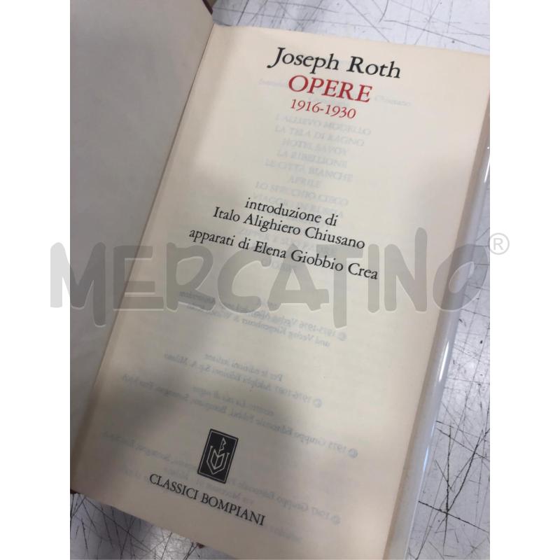 LIBRO JOSPEH ROTH OPERE CLASSICI BOMPIANI  | Mercatino dell'Usato Roma somalia 3