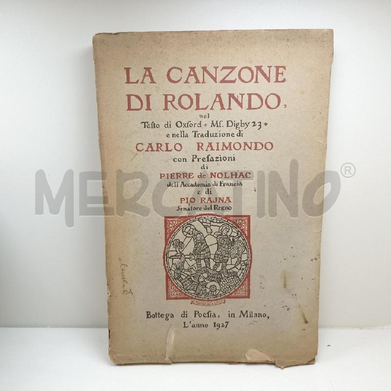 LIBRO LA CANZONE DI ROLANDO 1927 | Mercatino dell'Usato Roma somalia 1