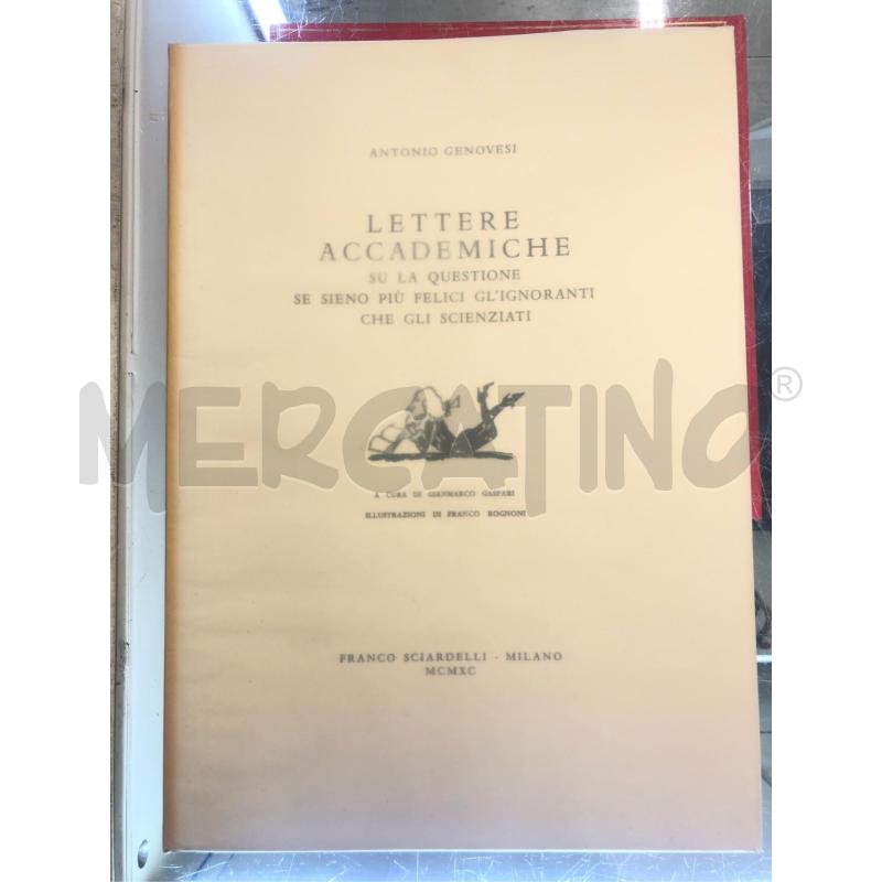 LIBRO LETTERE ACCADEMICHE ANTONIO GENOVESI NUMERATO | Mercatino dell'Usato Roma somalia 1