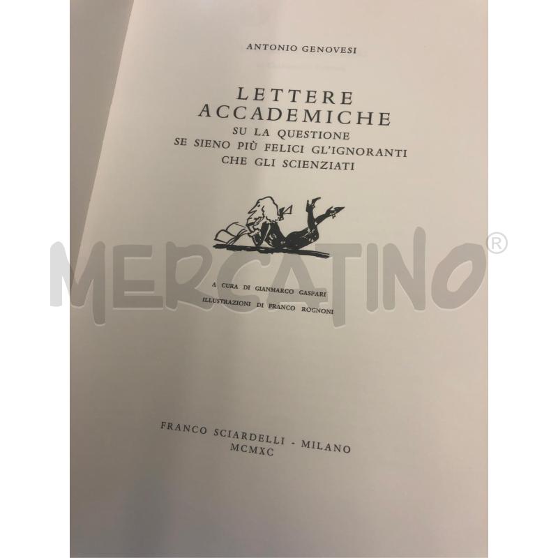 LIBRO LETTERE ACCADEMICHE ANTONIO GENOVESI NUMERATO | Mercatino dell'Usato Roma somalia 2