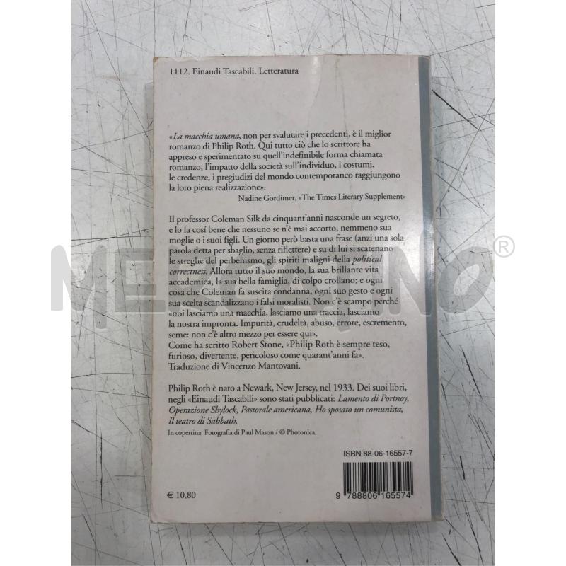 LIBRO PHILIP ROTH LA MACCHIA UMANA EINAUDI | Mercatino dell'Usato Roma somalia 2