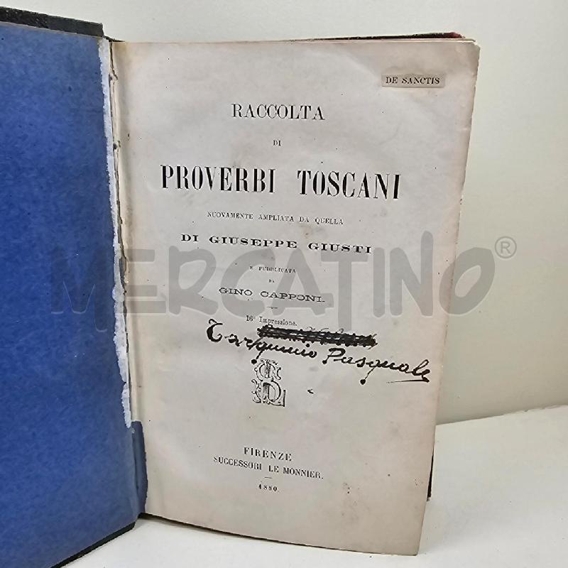 LIBRO PROVERBI TOSCANI GIUSTI 1880 | Mercatino dell'Usato Roma somalia 2