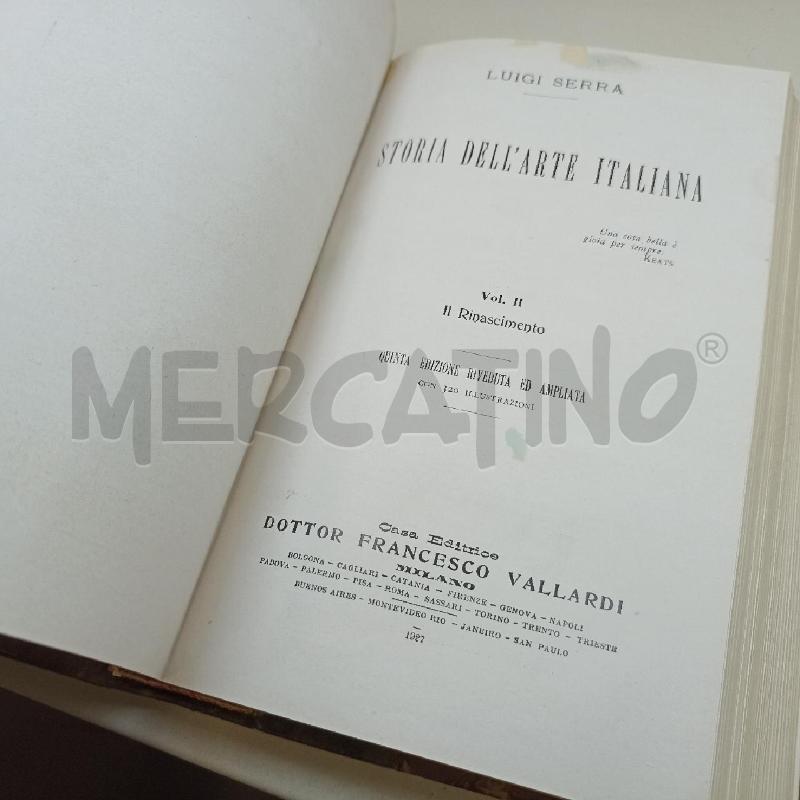 LIBRO STORIA DELL ARTE ITLAIANA VALLARDI 1926 | Mercatino dell'Usato Roma somalia 2