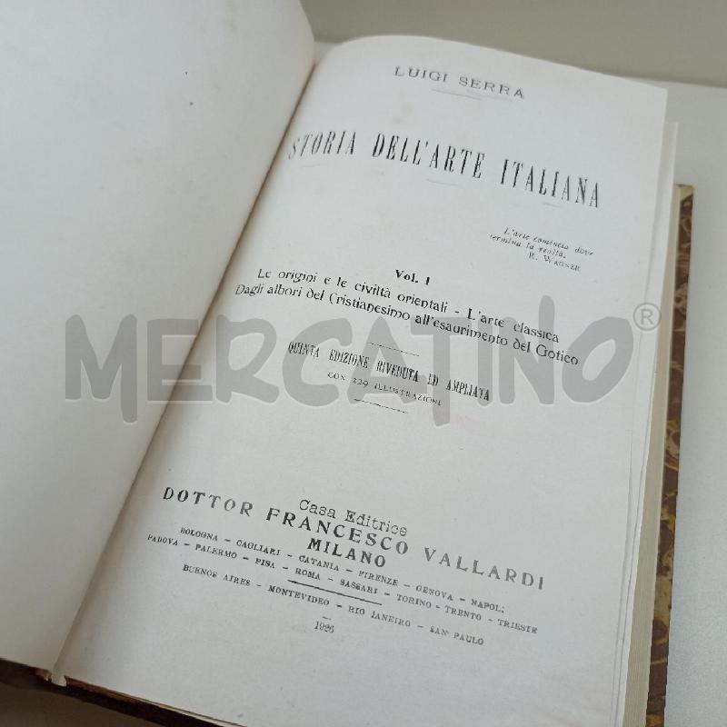 LIBRO STORIA DELL ARTE ITLAIANA VALLARDI 1926 | Mercatino dell'Usato Roma somalia 3
