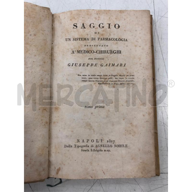 LIBRO TRATTATO FARMACOLOGIA 1817 TOMO I | Mercatino dell'Usato Roma somalia 2